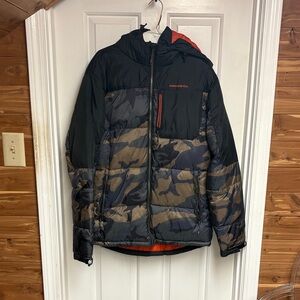 Hawke & Co Black & Camo Insulated Hooded Puffer Jacket